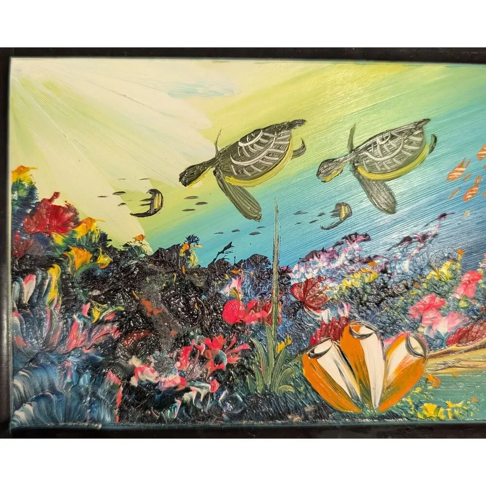Hand‑Colored Ceramic Art Tile • Signed Artist • 8x12 • High‑Relief Reef Detail